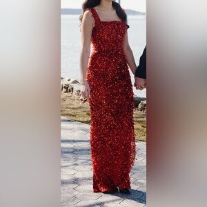 Elegant Red Sequin Wedding Dress
